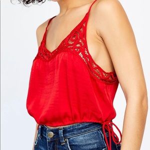 Red Satin Free People Tank